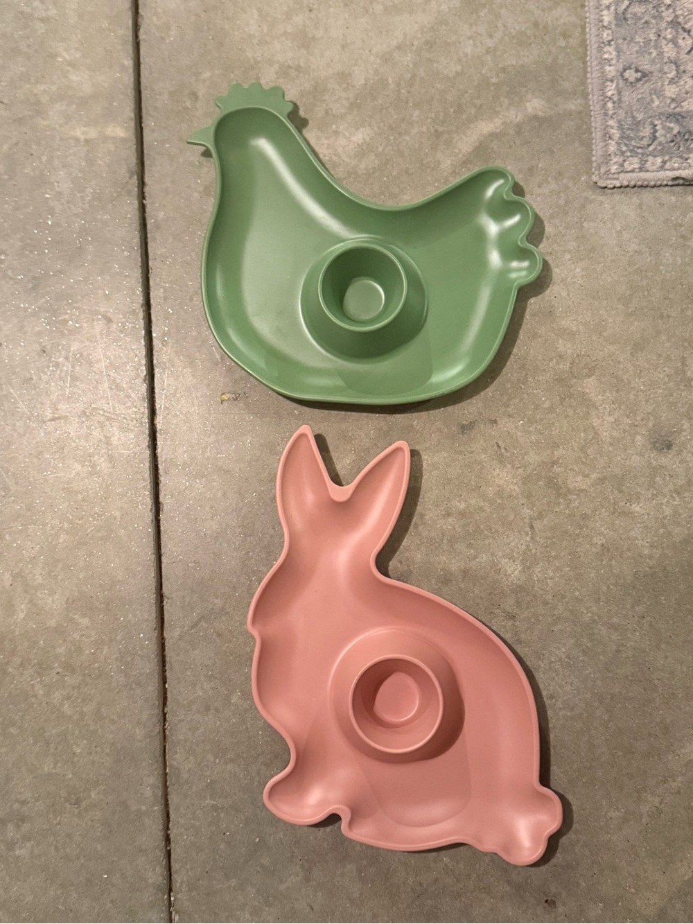 Green Hen & Pink Bunny Easter Serving Trays